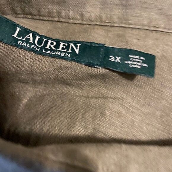 Lauren Ralp Lauren Linen Green button handkerchief sleeves, size 3X - Picture 4 of 4